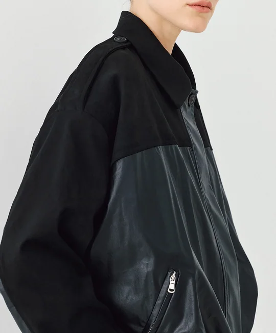 Ensemble blouson simili cuir + pantalon simili cuir suédine — vue 3