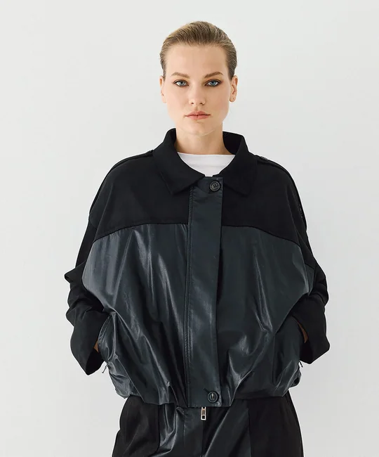 Ensemble blouson simili cuir + pantalon simili cuir suédine — vue 4