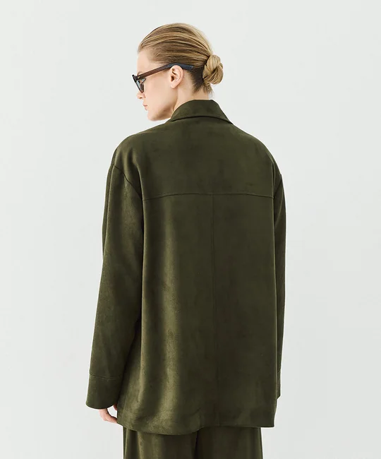 Blazer daim + Pantalon suédine olive — vue 4