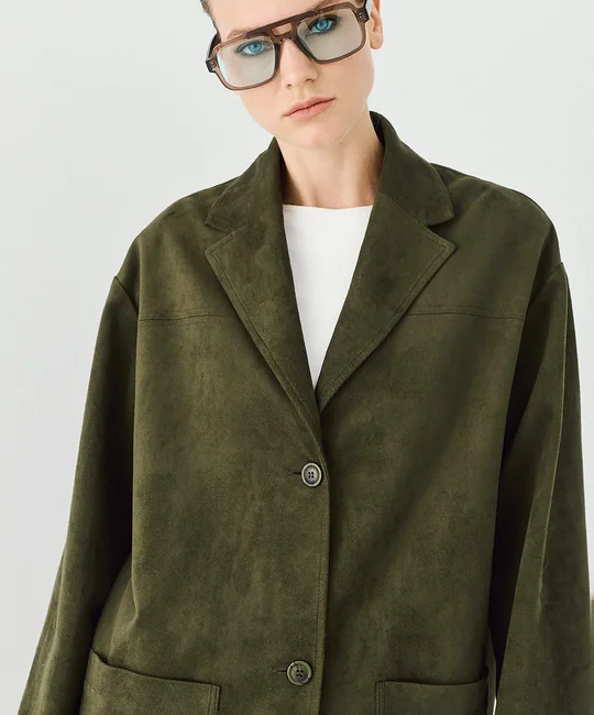Blazer daim + Pantalon suédine olive — vue 5