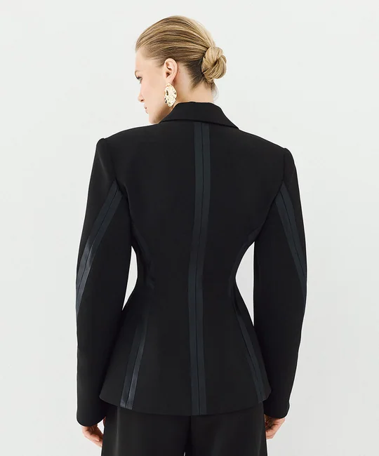 Ensemble blazer ajusté + pantalon large satin — vue 5