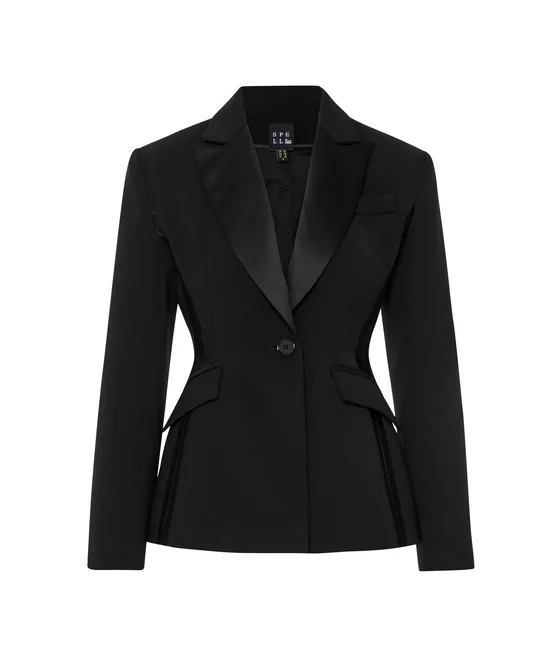 Ensemble blazer ajusté + pantalon large satin — vue 6