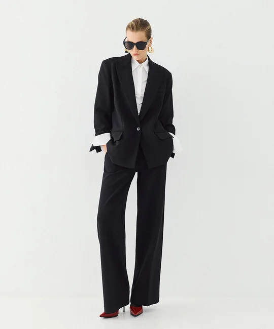 Blazer oversize & Pantalon large Noir — Noir
