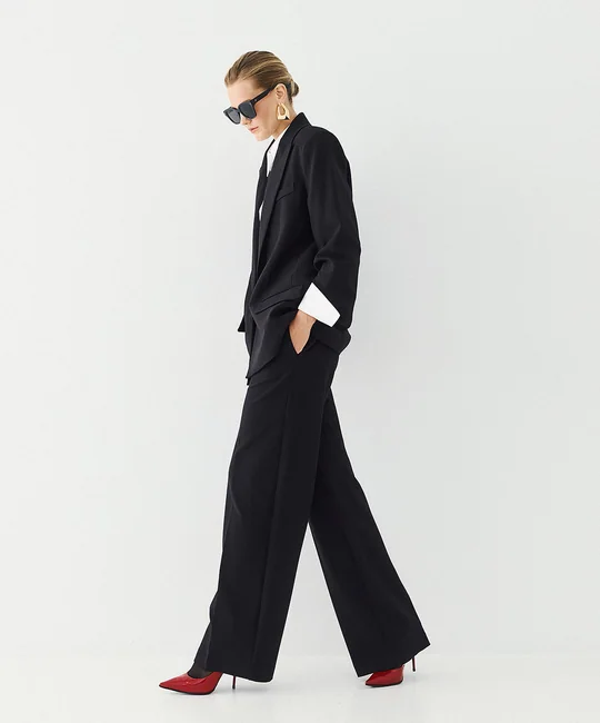 Blazer oversize & Pantalon large Noir — vue 3