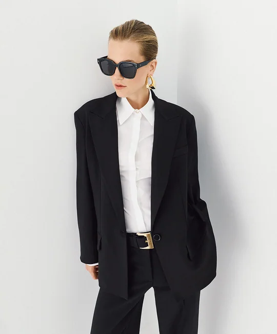 Blazer oversize & Pantalon large Noir — vue 4