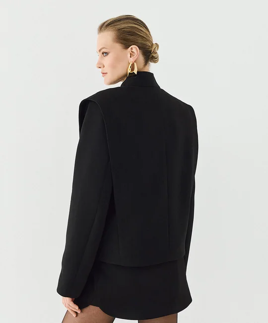 Ensemble blazer court + pantalon barrel — Noir
