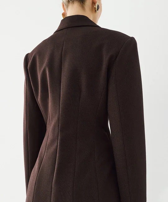 Ensemble blazer cintré + pantalon de tailleur café — vue 5
