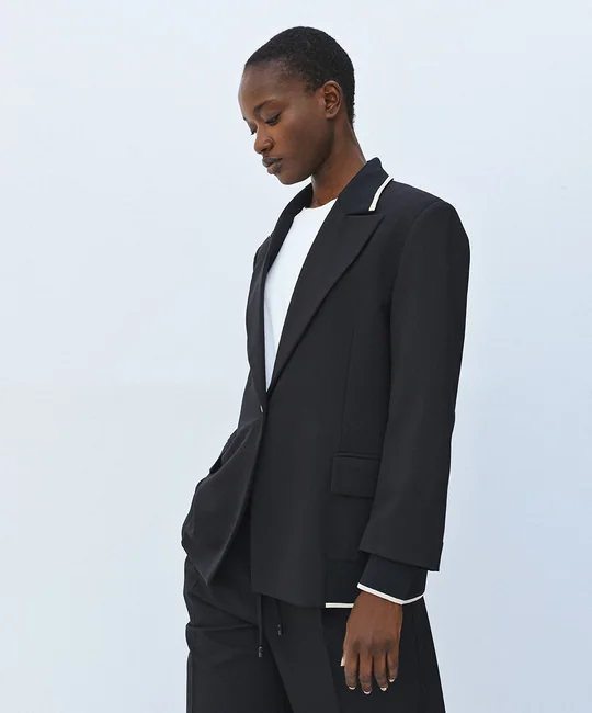 Blazer côtelé + Pantalon taille élastique noir — vue 3