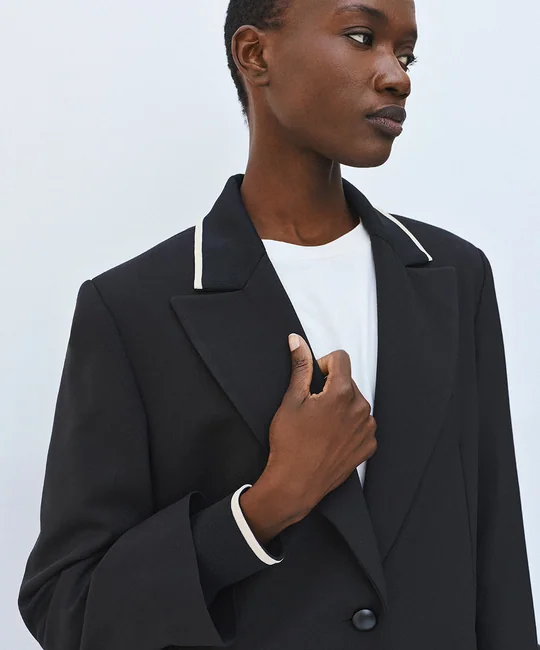 Blazer côtelé + Pantalon taille élastique noir — vue 4