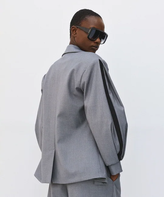 Blazer croisé + Pantalon large gris — vue 5
