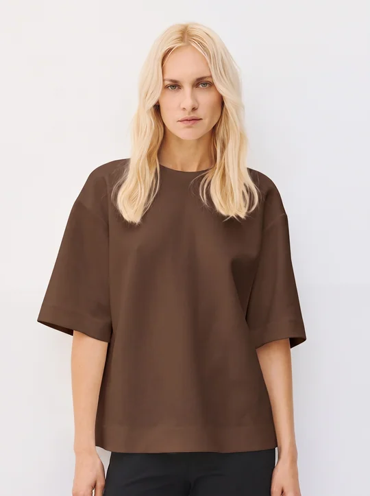 Top oversize manches courtes — Café