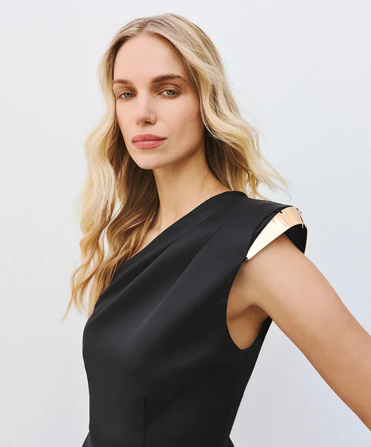 Top péplum asymétrique — Noir