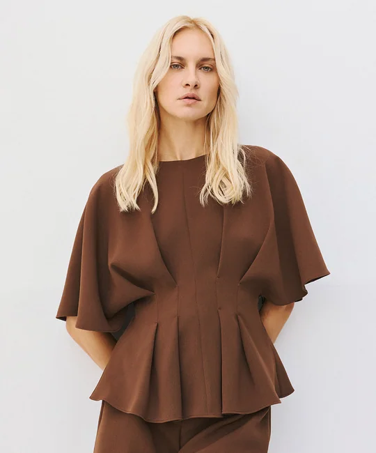 Blouse plissée + Pantalon latte — vue 1