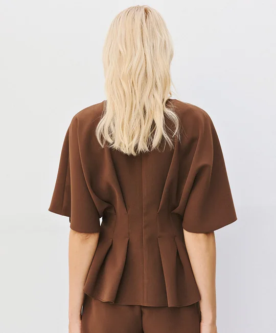 Blouse plissée + Pantalon latte — vue 2