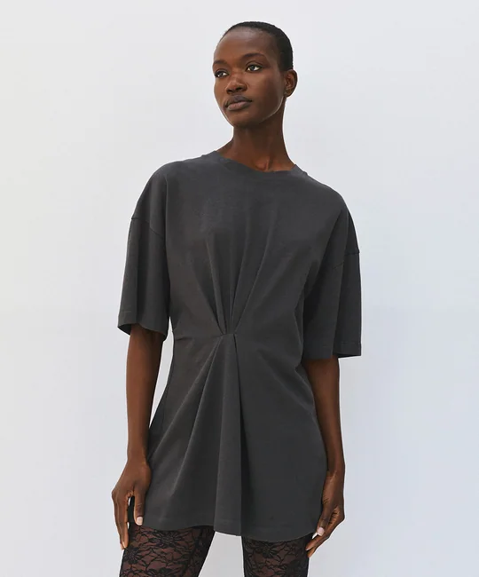 T-shirt long plissé en coton — vue 3