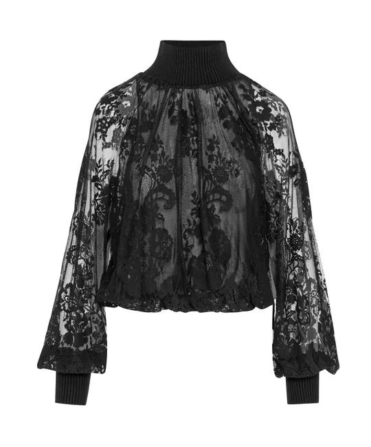Blouse en dentelle manches bouffantes — vue 6