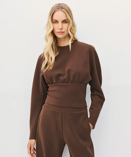 Top corset & Pantalon resserré Café — Café