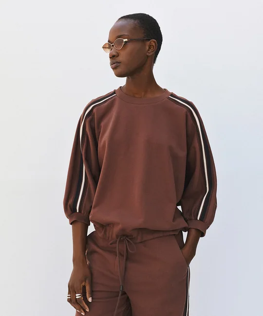 Sweat + Pantalon à bandes café — vue 3