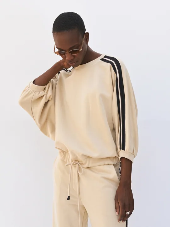 Sweat + Pantalon à bandes vanille — vue 1