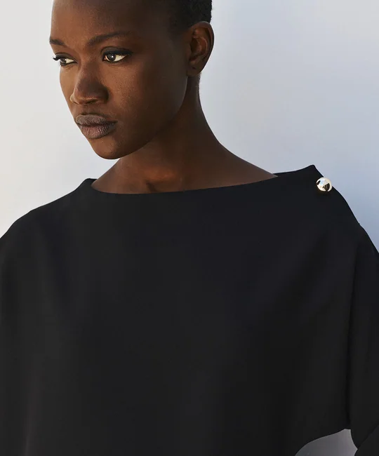 Blouse asymétrique & Pantalon palazzo Noir — vue 3