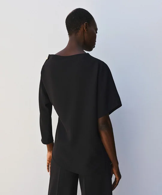Blouse asymétrique & Pantalon palazzo Noir — vue 4