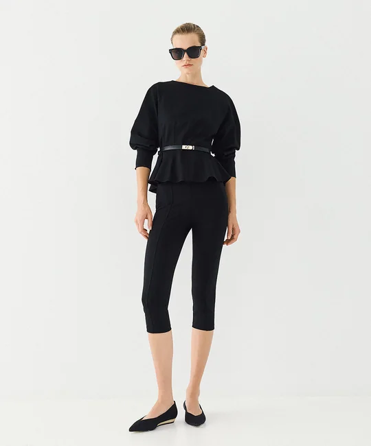 Blouse péplum & Legging corsaire Noir — Noir