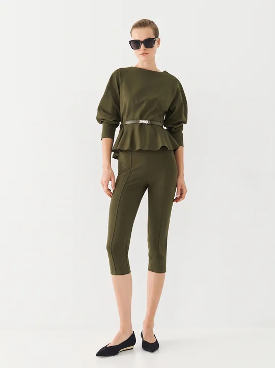 Blouse péplum à manches longues — vue 1