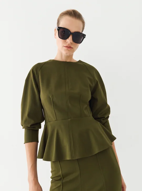 Blouse péplum à manches longues — vue 2