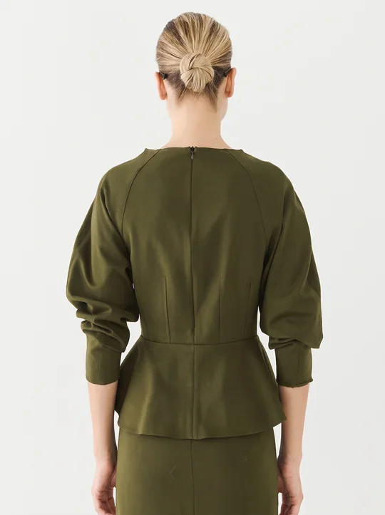 Blouse péplum à manches longues — vue 3