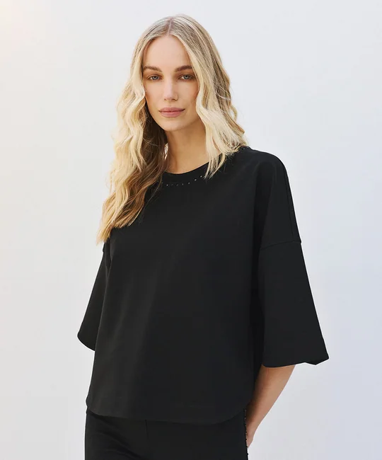 Top strassé & Pantalon strass Noir — Noir