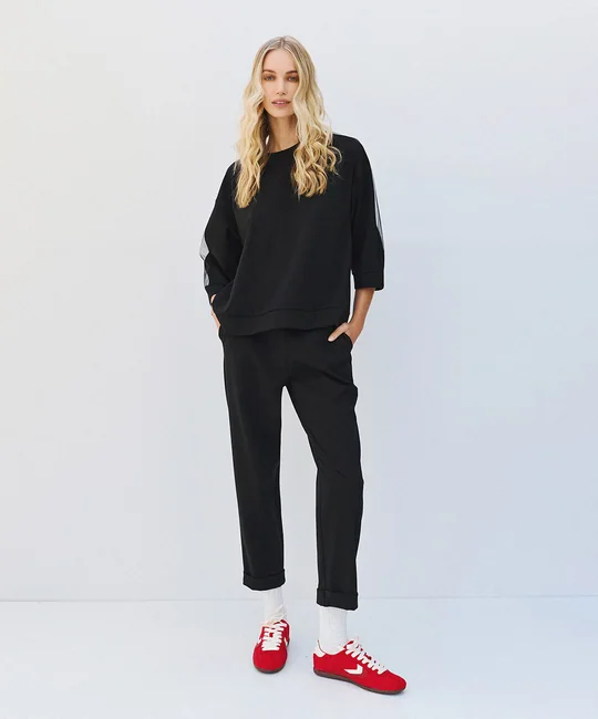 Blouse transparente & Pantalon évasé Noir — Noir
