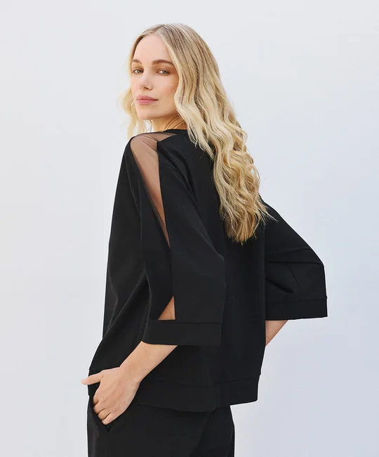 Blouse transparente & Pantalon évasé Noir — vue 4