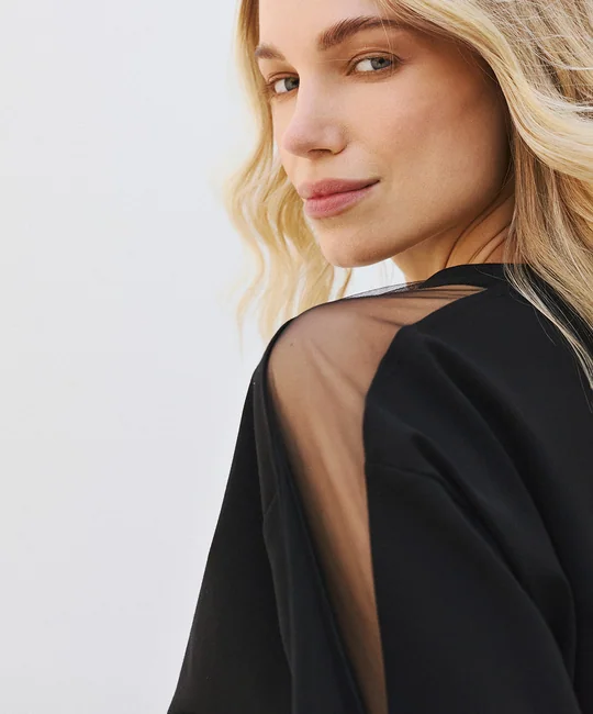 Blouse transparente & Pantalon évasé Noir — vue 5