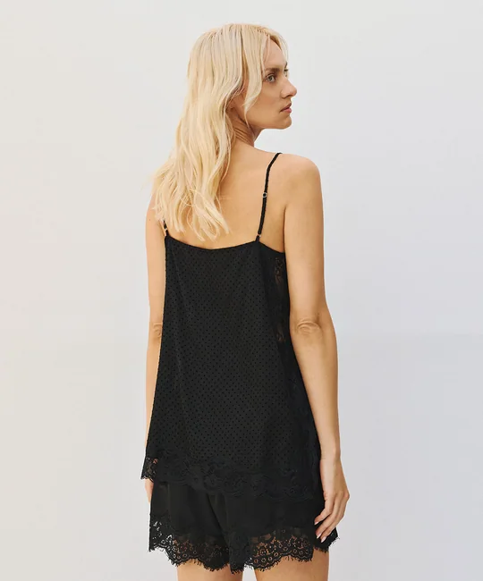 Top dentelle & Short rayé Noir — vue 4