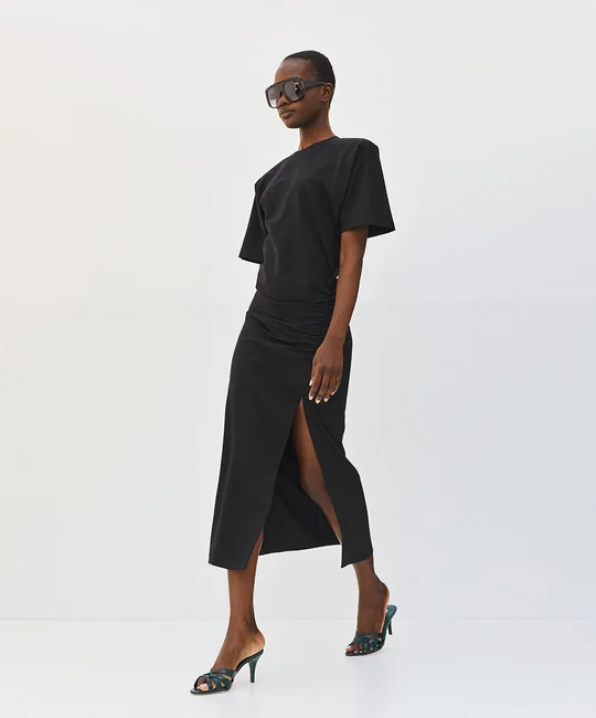 Robe midi fendue et froncée — vue 3