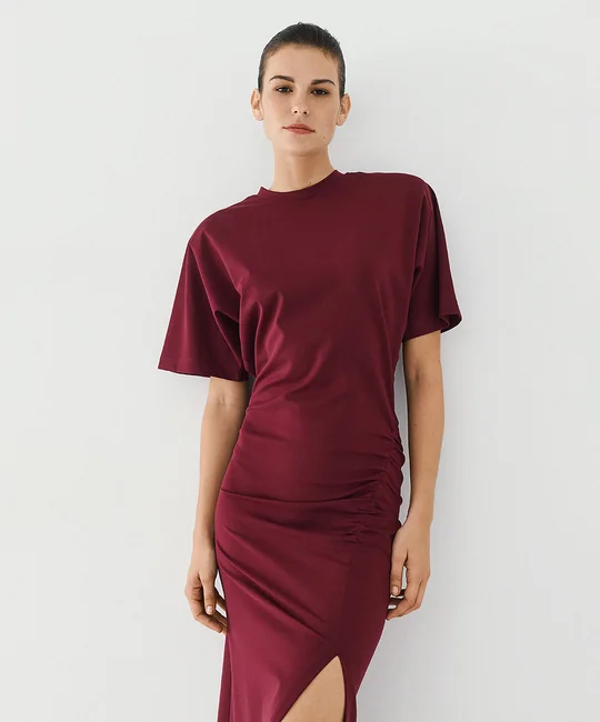 Robe midi fendue et froncée — vue 2