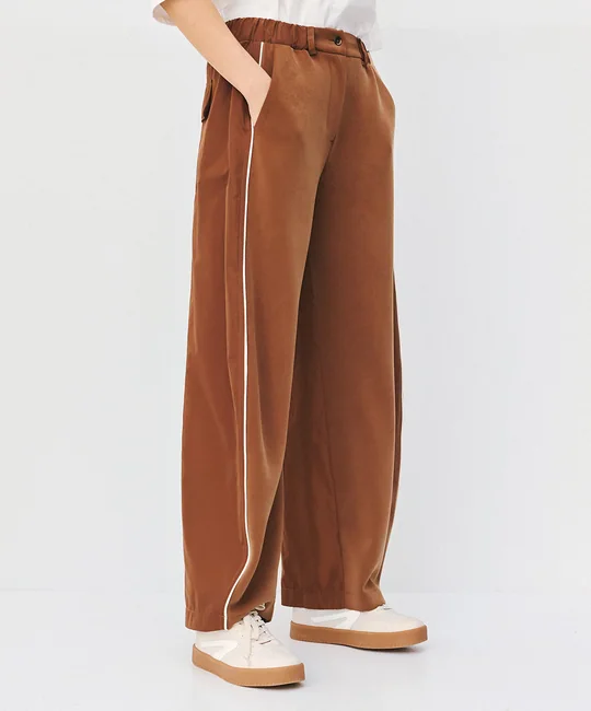 Veste peplum + Pantalon bimatière cognac — vue 8