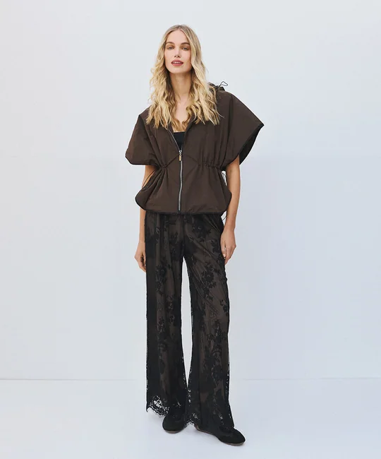 Pantalon large en dentelle — Noir