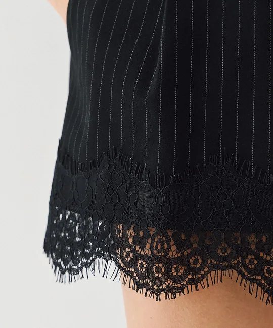 Top dentelle & Short rayé Noir — vue 7