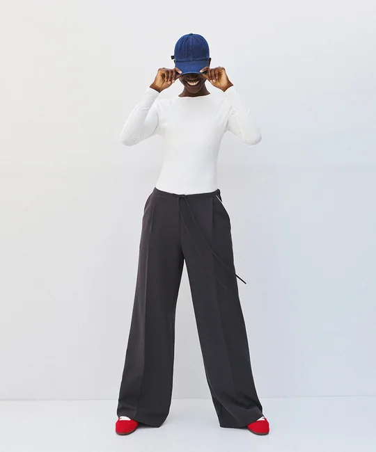 Top passepoil + Pantalon large coal — vue 7