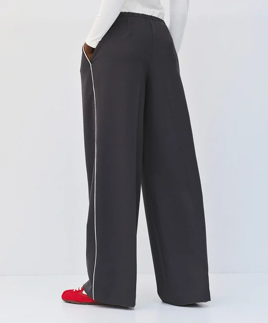 Top passepoil + Pantalon large coal — vue 8