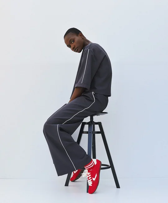 Top passepoil + Pantalon large coal — vue 9
