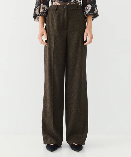 Veste ceinturée + Pantalon palazzo olive — Olive