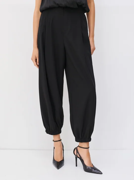 Ensemble blazer croisé + pantalon ballon — Noir