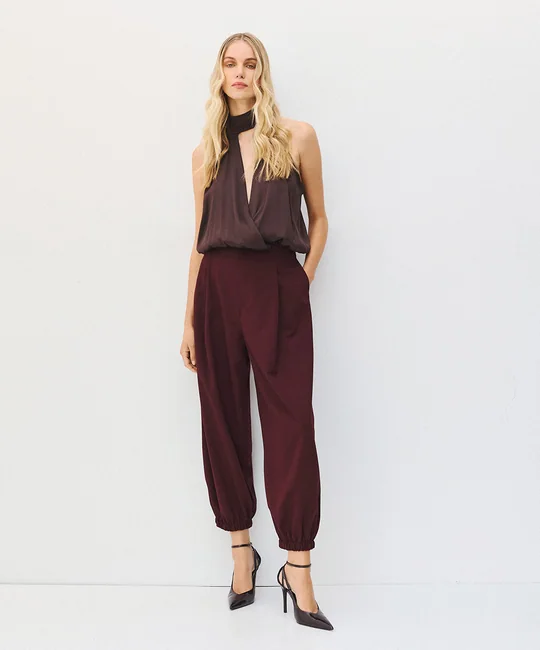 Ensemble blazer croisé + pantalon ballon prune — vue 5