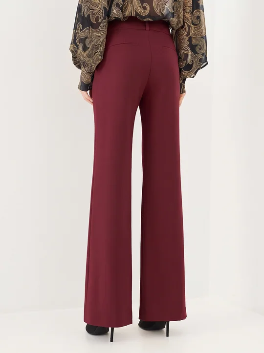 Ensemble top col carré zippé + pantalon taille haute bordeaux — vue 7