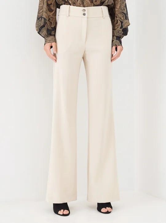 Ensemble top col carré zippé + pantalon taille haute écru — vue 5