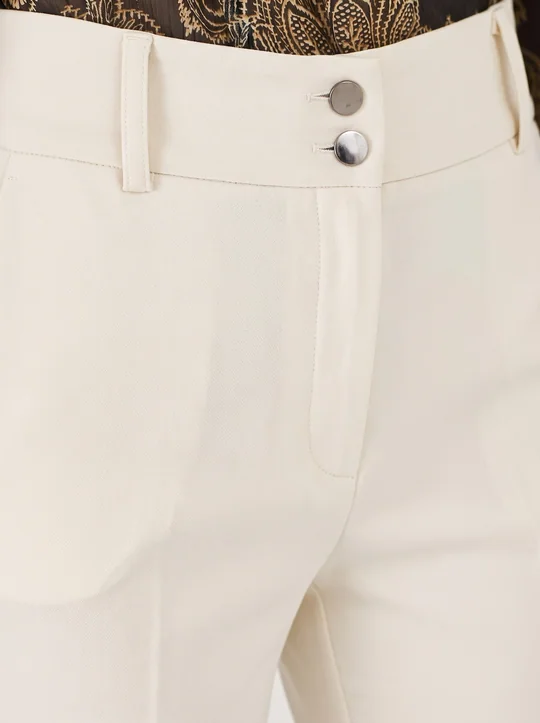 Ensemble top col carré zippé + pantalon taille haute écru — vue 6