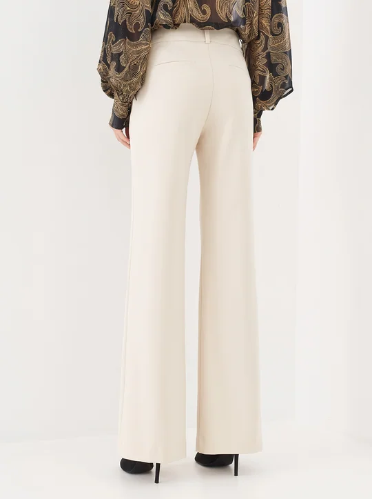 Ensemble top col carré zippé + pantalon taille haute écru — vue 7