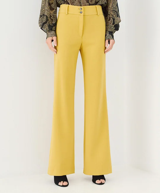 Ensemble top col carré zippé + pantalon taille haute jaune — vue 5